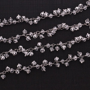 Crystal Cluster Rosary Chain 2.5-3mm Faceted Oxidized Dangle Rosary 5FT