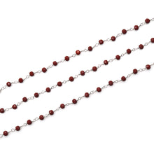 Load image into Gallery viewer, Brown Sunstone Faceted Bead Rosary Chain 3-3.5mm Silver Plated Bead Rosary 5FT

