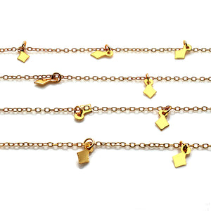 5ft Gold Diamond Shape Chains 10x5mm | Diamond Shape Necklace | Soldered Chain | Anklet Finding Chain