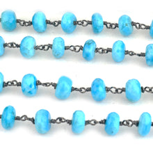 Load image into Gallery viewer, Turquoise Faceted Large Beads 7-8mm Oxidized Rosary Chain
