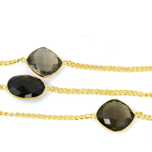 Smoky Topaz 15mm Mix Shape Gold Plated Wholesale Connector Rosary Chain