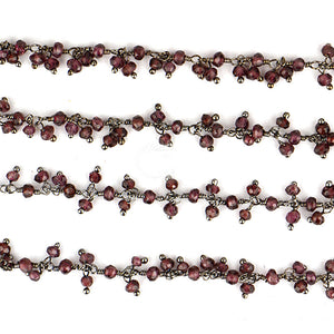 Rhodolite Cluster Rosary Chain 2.5-3mm Faceted Oxidized Dangle Rosary 5FT