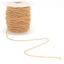 Load image into Gallery viewer, 5ft Link Station Chain 2.5mm | Gold Necklace | Graduated Link Necklace | Finding Chain
