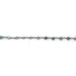 Chrysoprase Faceted Bead Rosary Chain 3-3.5mm Oxidized Bead Rosary 5FT