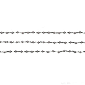 Gray Jade Faceted Bead Rosary Chain 3-3.5mm Oxidized Bead Rosary 5FT