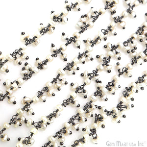 Pearl Cluster Rosary Chain 2.5-3mm Faceted Oxidized Dangle Rosary 5FT