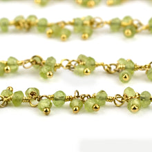 Load image into Gallery viewer, Peridot Cluster Rosary Chain 2.5-3mm Faceted Gold Plated Dangle Rosary 5FT
