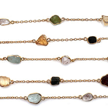 Load image into Gallery viewer, Multi Stone 10-15mm Mix Shape Gold Plated Wholesale Connector Rosary Chain
