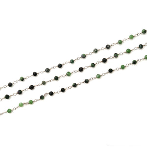 Ruby Zoisite Faceted Bead Rosary Chain 3-3.5mm Silver Plated Bead Rosary 5FT