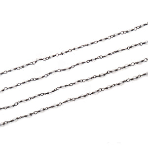 5ft Crystal 2-2.5mm Oxidized Wrapped Beads Rosary | Gemstone Rosary Chain | Wholesale Chain Faceted Crystal