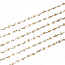 Load image into Gallery viewer, Mother Of Pearl Faceted Bead Rosary Chain 3-3.5mm Silver Plated Bead Rosary 5FT
