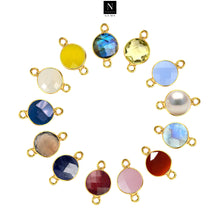 Load image into Gallery viewer, 10pc Set Round Double Bail Gold Plated Bezel Link Gemstone Connectors 16mm
