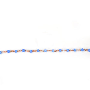 5ft Light Lavender 3-3.5mm Rose Gold Wire Wrapped Beads Rosary | Gemstone Rosary Chain | Wholesale Chain Faceted Crystal