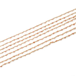 5ft Pink Opal 2-2.5mm Gold Wire Wrapped Beads Rosary | Gemstone Rosary Chain | Wholesale Chain Faceted Crystal