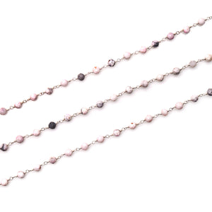 Howlite Faceted Bead Rosary Chain 3-3.5mm Silver Plated Bead Rosary 5FT