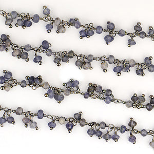 Iolite Cluster Rosary Chain 2.5-3mm Faceted Oxidized Dangle Rosary 5FT