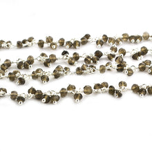 Load image into Gallery viewer, Smokey Topaz Cluster Rosary Chain 2.5-3mm Faceted Silver Plated Dangle Rosary 5FT
