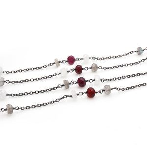 Multi Color Faceted Large Beads 5-6mm Oxidized Rosary Chain