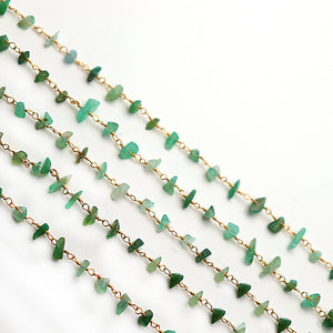Chrysoprase Nugget Beads Rosary 4-6mm Gold Plated Rosary 5FT