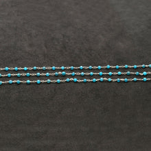 Load image into Gallery viewer, Blue Monalisa Faceted Bead Rosary Chain 3-3.5mm Silver Plated Bead Rosary 5FT
