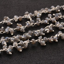 Load image into Gallery viewer, Mystique Labradorite Cluster Rosary Chain 2.5-3mm Faceted Silver Plated Dangle Rosary 5FT
