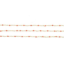 Load image into Gallery viewer, 5ft Carnelian &amp; Crystal 2-2.5mm Gold Wire Wrapped Beads Rosary | Gemstone Rosary Chain | Wholesale Chain Faceted Crystal
