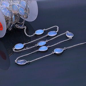 Opalite 15mm Mix Shape Silver Plated Wholesale Connector Rosary Chain