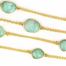 Load image into Gallery viewer, Amazonite 10-15mm Mix Shape Gold Plated Wholesale Connector Rosary Chain

