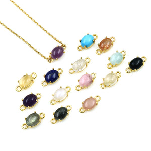 5pc Oval Gemstone Prong Setting 7x5mm Gold Plated 18 Inch Necklace Pendant