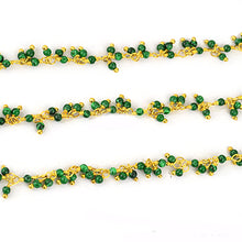 Load image into Gallery viewer, Malachite Cluster Rosary Chain 2.5-3mm Faceted Gold Plated Dangle Rosary 5FT
