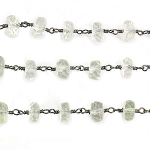 Crystal Faceted Large Beads 7-8mm Oxidized Rosary Chain