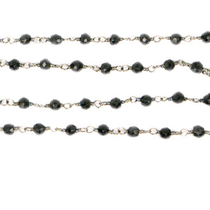 Black Spinel Faceted Bead Rosary Chain 3-3.5mm Oxidized Bead Rosary 5FT