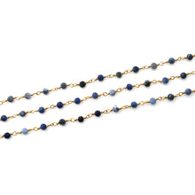 Load image into Gallery viewer, Sodalite Faceted Bead Rosary Chain 3-3.5mm Gold Plated Bead Rosary 5FT
