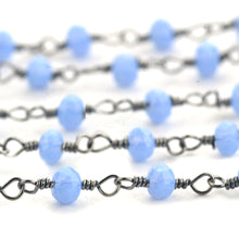 Load image into Gallery viewer, Tanzanite Chalcedony Faceted Bead Rosary Chain 3-3.5mm Oxidized Bead Rosary 5FT
