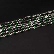 Load image into Gallery viewer, 5ft Malachite 2-2.5mm Silver Wire Wrapped Beads Rosary | Gemstone Rosary Chain | Wholesale Chain Faceted Crystal
