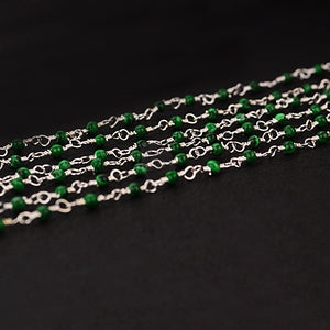 5ft Malachite 2-2.5mm Silver Wire Wrapped Beads Rosary | Gemstone Rosary Chain | Wholesale Chain Faceted Crystal