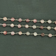 Load image into Gallery viewer, Strawberry Quartz Faceted Large Beads 5-6mm Silver Plated Rosary Chain
