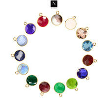 Load image into Gallery viewer, 10pc Set Round Single Birthstone Single Bail Gold Plated Bezel Link Gemstone Connectors 12mm

