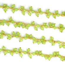 Load image into Gallery viewer, Sea Green Cluster Rosary Chain 2.5-3mm Faceted Gold Plated Dangle Rosary 5FT
