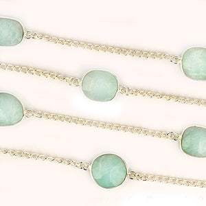 Amazonite 10-15mm Mix Shape Silver Plated Wholesale Connector Rosary Chain