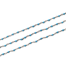 Load image into Gallery viewer, 5ft Turquoise 2-2.5mm Oxidized Wrapped Beads Rosary | Gemstone Rosary Chain | Wholesale Chain Faceted Crystal
