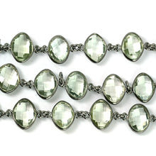 Load image into Gallery viewer, Green Amethyst 10mm Mix Shape Oxidized Bezel Continuous Connector Chain

