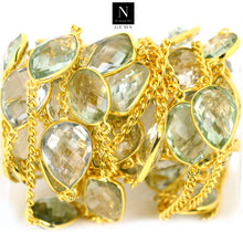 Load image into Gallery viewer, Green Amethyst 15mm Mix Shape Gold Plated Wholesale Connector Rosary Chain
