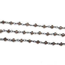 Load image into Gallery viewer, Smokey Topaz Faceted Bead Rosary Chain 3-3.5mm Oxidized Bead Rosary 5FT
