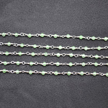 Load image into Gallery viewer, 5ft Prehnite 2-2.5mm Silver Wire Wrapped Beads Rosary | Gemstone Rosary Chain | Wholesale Chain Faceted Crystal
