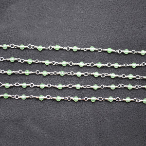 5ft Prehnite 2-2.5mm Silver Wire Wrapped Beads Rosary | Gemstone Rosary Chain | Wholesale Chain Faceted Crystal