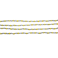 Load image into Gallery viewer, 5ft Yellow Chalcedony 2-2.5mm Oxidized Wrapped Beads Rosary | Gemstone Rosary Chain | Wholesale Chain Faceted Crystal
