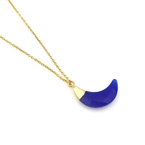 5PC Moon Shape Gold Plated Faceted Gemstone Pendant | Half Moon | Necklace Pendant