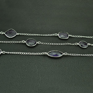Amethyst 10-15mm Mix Shape Silver Plated Wholesale Connector Rosary Chain