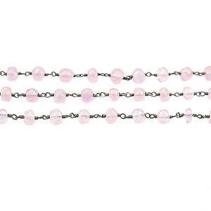 Rose Quartz Faceted Large Beads 5-6mm Oxidized Rosary Chain